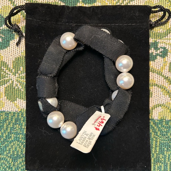 Lanvin Faux Pearl & Grosgrain Bracelet New With Tags -L - Picture 6 of 7